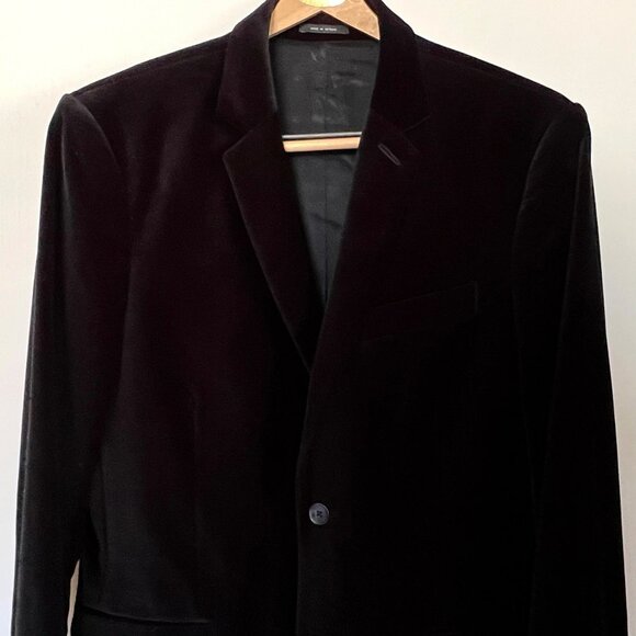 MEN’S EXPRESS BLACK VELVET 2 BUTTON BLAZER JACKET SIZE 40R - Picture 3 of 14